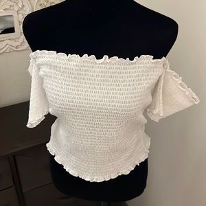 free. white rouched top.